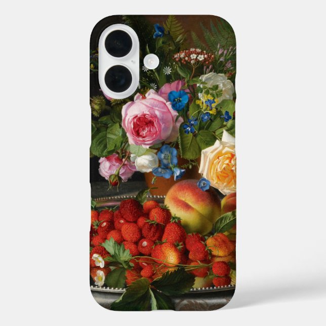 Still Life Roses and Strawberries by Otto Ottesen Case-Mate iPhone Case (Back)