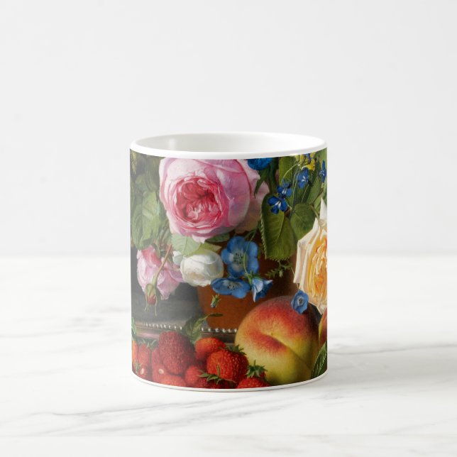 Still Life Roses and Strawberries by Otto Ottesen Coffee Mug (Center)