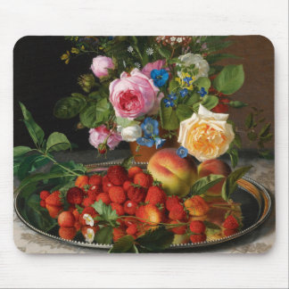 Still Life Roses and Strawberries by Otto Ottesen Mouse Pad
