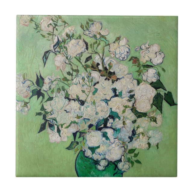 Still Life Roses in a Vase by Vincent van Gogh Ceramic Tile (Front)