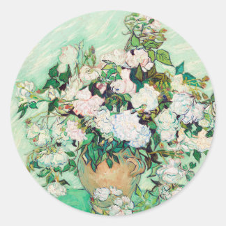 Still Life Roses in a Vase by Vincent van Gogh Classic Round Sticker