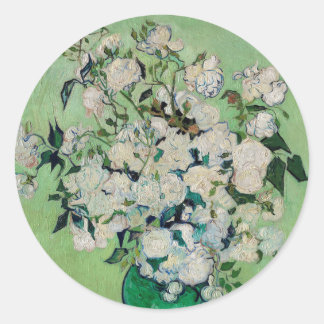 Still Life Roses in a Vase by Vincent van Gogh Classic Round Sticker