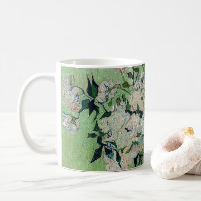 Still Life Roses in a Vase by Vincent van Gogh Coffee Mug (With Donut)