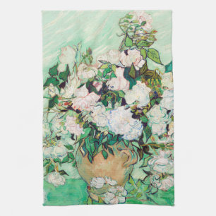 Still Life Roses in a Vase by Vincent van Gogh Tea Towel