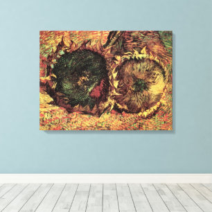 Still Life Two Cut Sunflowers by Vincent van Gogh Canvas Print