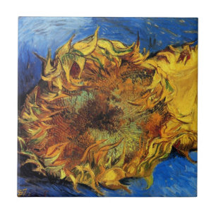 Still Life Two Cut Sunflowers by Vincent van Gogh Ceramic Tile