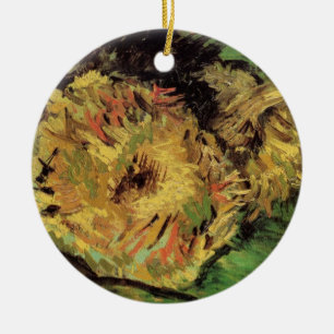 Still Life Two Cut Sunflowers by Vincent van Gogh Ceramic Tree Decoration