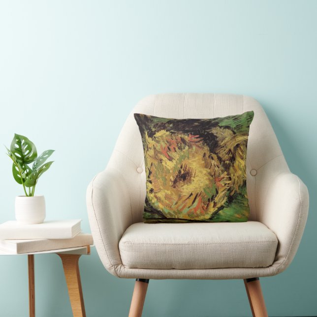 Still Life Two Cut Sunflowers by Vincent van Gogh Cushion (Chair)