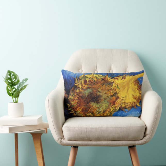 Still Life Two Cut Sunflowers by Vincent van Gogh Lumbar Cushion (Chair)