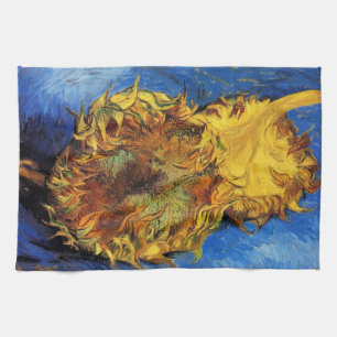 Still Life Two Cut Sunflowers by Vincent van Gogh Tea Towel