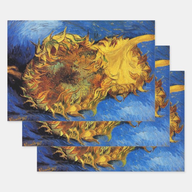 Still Life Two Cut Sunflowers by Vincent van Gogh Wrapping Paper Sheet (Set)