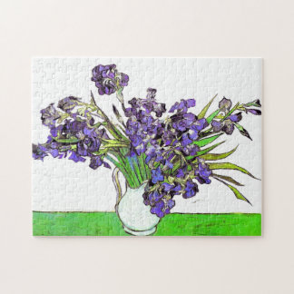 Still Life Vase Violet Irises Van Gogh Fine Art Jigsaw Puzzle