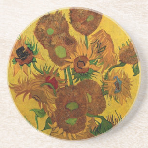 Still Life Vase w 15 Sunflowers Vincent van Gogh Coaster