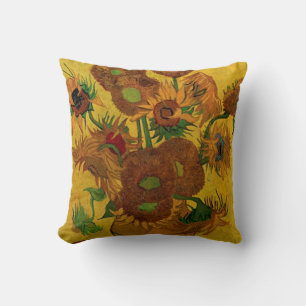 Still Life Vase w 15 Sunflowers Vincent van Gogh Cushion