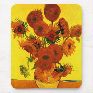 Still Life Vase w 15 Sunflowers Vincent van Gogh Mouse Pad