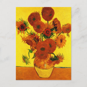 Still Life Vase w 15 Sunflowers Vincent van Gogh Postcard