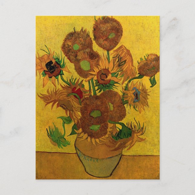 Still Life Vase w 15 Sunflowers Vincent van Gogh Postcard (Front)