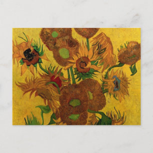 Still Life Vase w 15 Sunflowers Vincent van Gogh Postcard