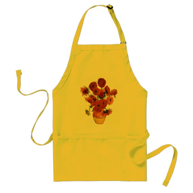 Still Life Vase w 15 Sunflowers Vincent van Gogh Standard Apron (Front)
