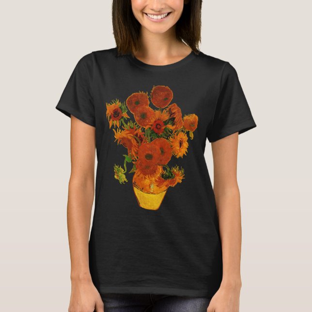 Still Life Vase w 15 Sunflowers Vincent van Gogh T-Shirt (Front)