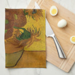 Still Life Vase w 15 Sunflowers Vincent van Gogh Tea Towel<br><div class="desc">Still Life: Vase with Fifteen Sunflowers by Vincent van Gogh is a vintage fine art post impressionism still life floral painting featuring beautiful summer garden flowers in bloom. A bouquet of blooming yellow and orange sunflowers part of a series of still lifes. About the artist: Vincent Willem van Gogh (1853...</div>