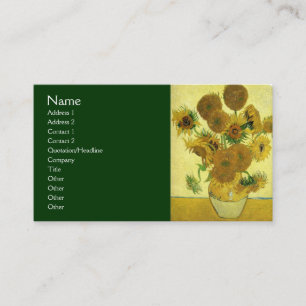 Still Life - Vase with 15 Sunflowers by van Gogh Business Card