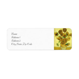Still Life - Vase with 15 Sunflowers by van Gogh Return Address Label