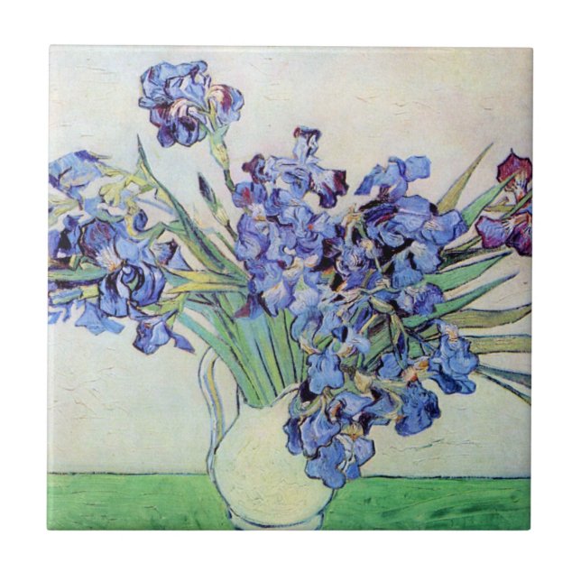 Still Life Vase with Irises by Vincent van Gogh Ceramic Tile (Front)