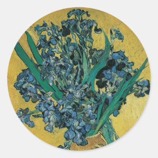 Still Life Vase with Irises by Vincent van Gogh Classic Round Sticker