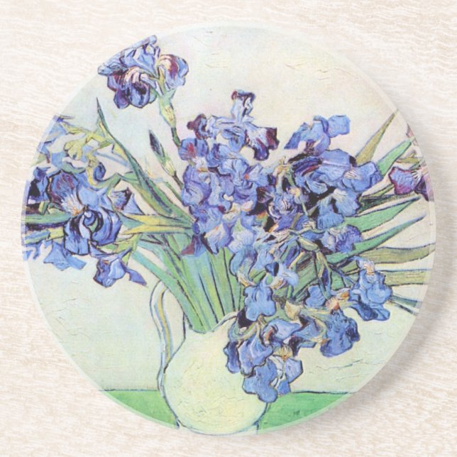 Still Life Vase with Irises by Vincent van Gogh Coaster (Front)