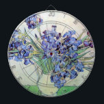 Still Life Vase with Irises by Vincent van Gogh Dartboard<br><div class="desc">Still Life: Vase with Irises by Vincent van Gogh is a vintage fine art post impressionism still life floral nature painting. A bouquet of lavender bearded iris flowers from a spring garden. The vase is shaped like a pitcher and full of love and romance purple blooms. About the artist: Vincent...</div>