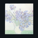 Still Life Vase with Irises by Vincent van Gogh Notepad<br><div class="desc">Still Life: Vase with Irises by Vincent van Gogh is a vintage fine art post impressionism still life floral nature painting. A bouquet of lavender bearded iris flowers from a spring garden. The vase is shaped like a pitcher and full of love and romance purple blooms. About the artist: Vincent...</div>