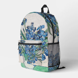 Still Life Vase with Irises by Vincent van Gogh Printed Backpack