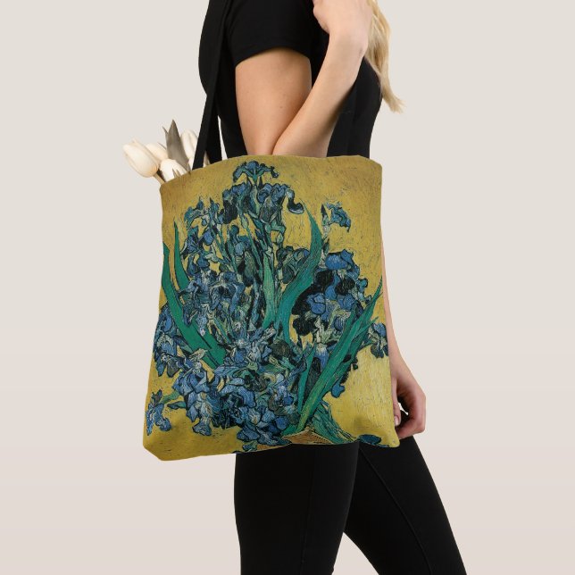 Still Life Vase with Irises by Vincent van Gogh Tote Bag (Close Up)