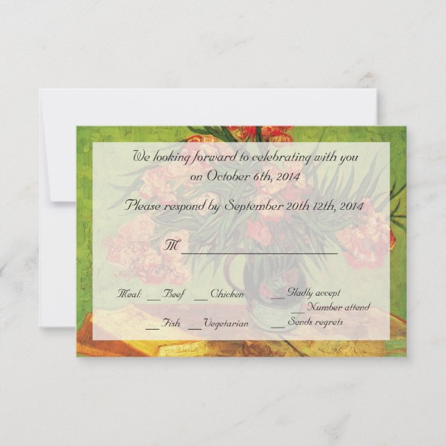 Still Life Vase with Oleanders and Books, Van Gogh Invitation (Front)