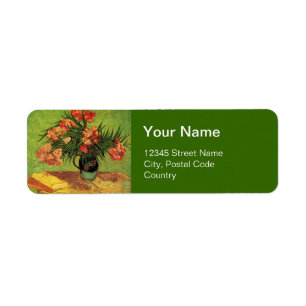 Still Life Vase with Oleanders and Books, Van Gogh Return Address Label