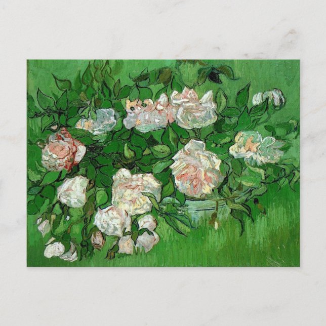 Still Life - Vase with Pink Roses Vincent van Gogh Postcard (Front)