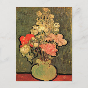 Still Life Vase With Rose Mallows by van Gogh 1890 Postcard
