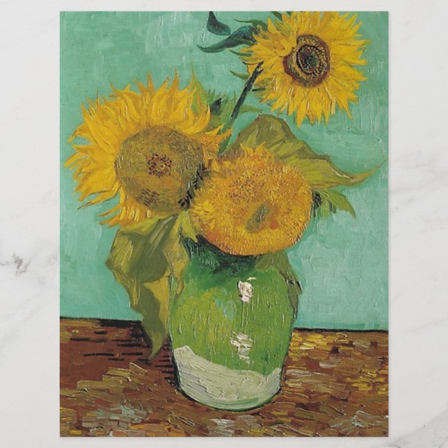 Still Life - Vase with Three Sunflowers, Van Gogh (Front)