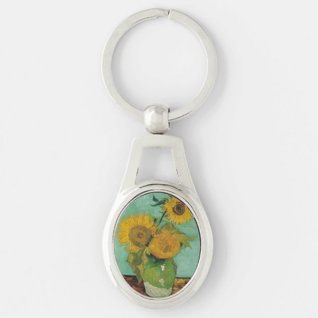 Still Life - Vase with Three Sunflowers. Van Gogh Key Ring (Front)