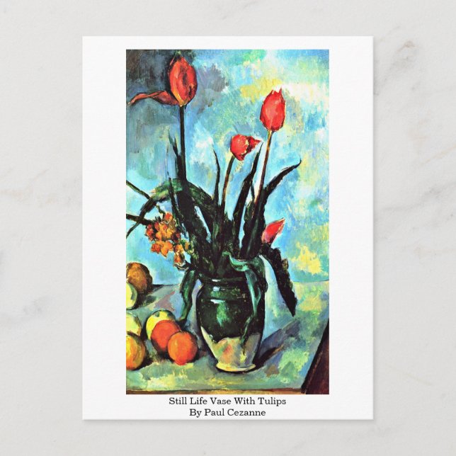 Still Life Vase With Tulips By Paul Cezanne Postcard (Front)