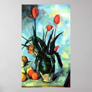 Still Life, vase with Tulips by Paul Cezanne Poster