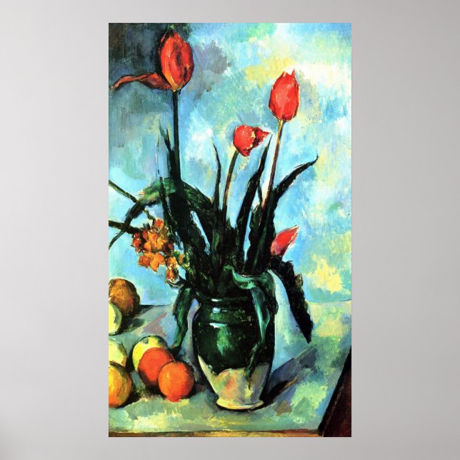 Still Life, vase with Tulips by Paul Cezanne Poster (Front)