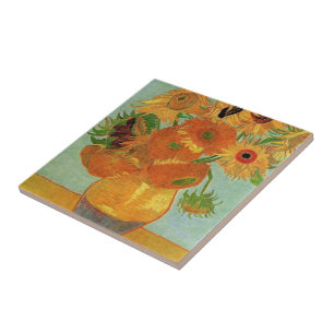 still life - vase with twelve sunflowers, van Gogh Ceramic Tile