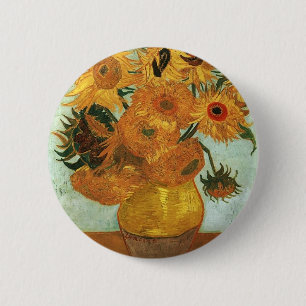 Still life - Vase with twelve Sunflowers, Vincent 6 Cm Round Badge