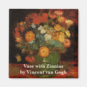 Still Life Vase with Zinnias by Vincent van Gogh Magnet