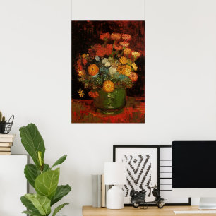 Still Life Vase with Zinnias by Vincent van Gogh Poster