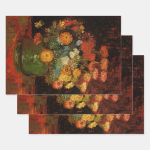 Still Life Vase with Zinnias by Vincent van Gogh Wrapping Paper Sheet