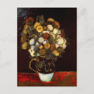 Still Life Vase with Zinnias Van Gogh Fine Art Postcard