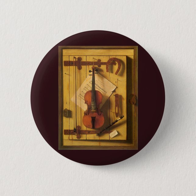 Still Life Violin and Music by William Harnett 6 Cm Round Badge (Front)